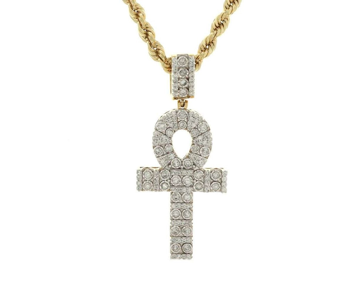 10kt Yellow & White Gold Diamond Ankh Pendant